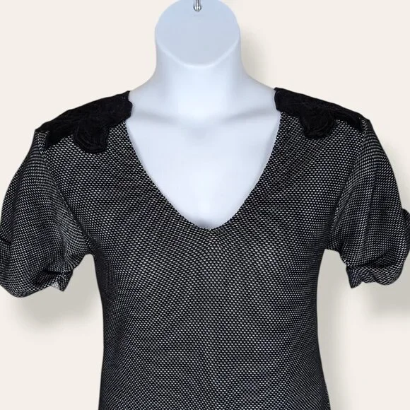 Strenesse B&W Knit Short Sleeve Dress - Picture 3 of 9